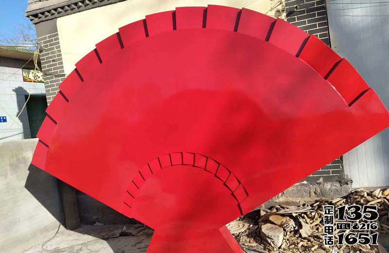 公園廣場(chǎng)玻璃鋼紅色折扇雕塑 公園廣場(chǎng)玻璃鋼紅色折扇雕塑