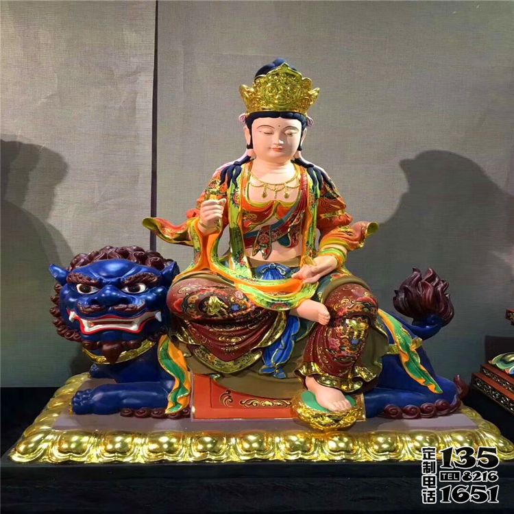 寺廟玻璃鋼彩繪菩薩文殊普賢雕塑 寺廟玻璃鋼彩繪菩薩文殊普賢雕塑