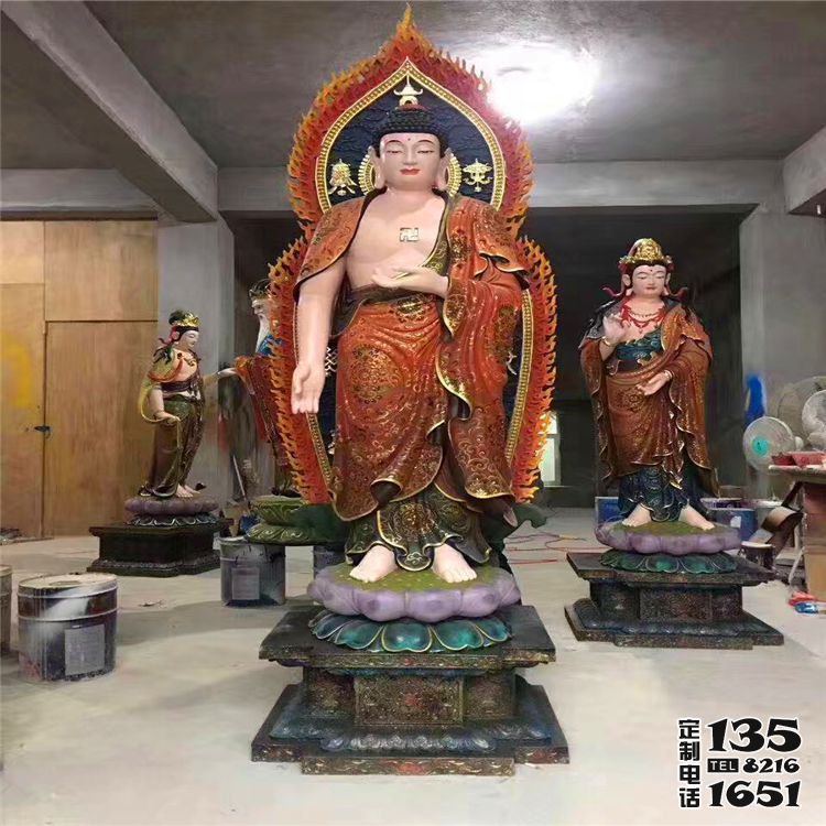 寺廟供奉神佛玻璃鋼三圣雕塑 寺廟供奉神佛玻璃鋼三圣雕塑