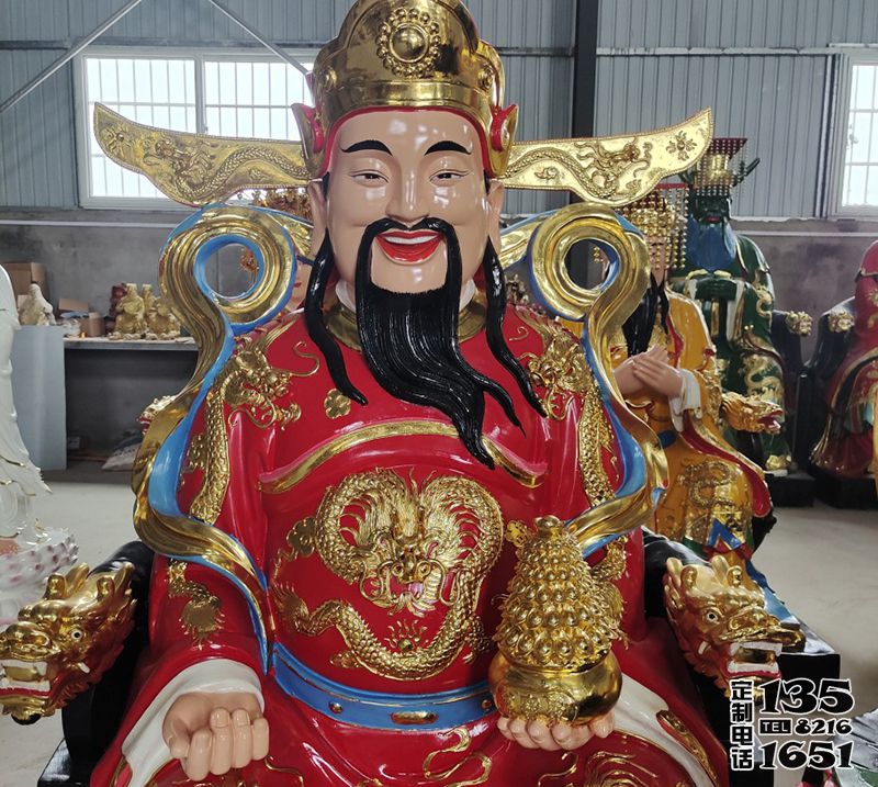 玻璃鋼彩繪家居供奉財神雕塑 玻璃鋼彩繪家居供奉財神雕塑