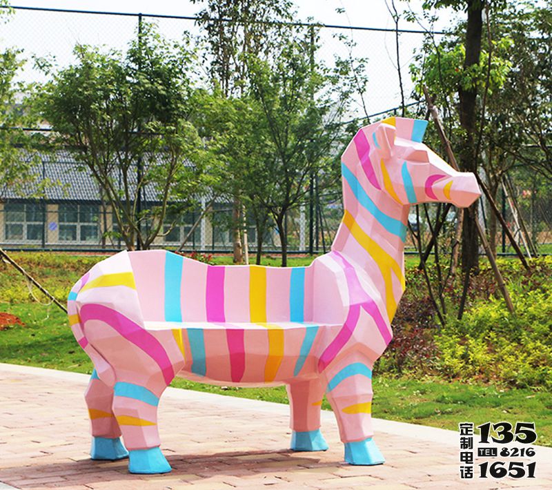 幼兒園擺放的卡通斑馬座椅雕塑 幼兒園擺放的卡通斑馬座椅雕塑