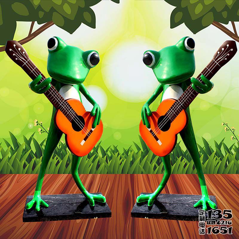 景區兩只彈吉他的玻璃鋼卡通青蛙雕塑 景區兩只彈吉他的玻璃鋼卡通青蛙雕塑
