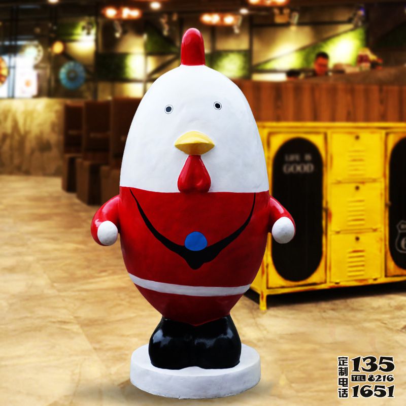 商場景區玻璃鋼卡通創意彩繪雞雕塑 商場景區玻璃鋼卡通創意彩繪雞雕塑