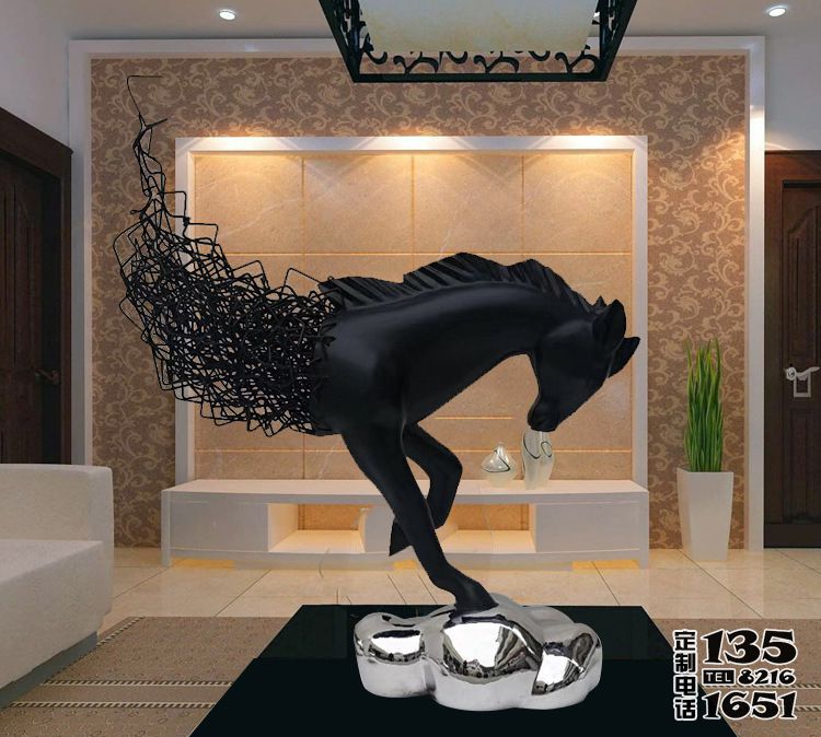 室內創意抽象玻璃鋼頭像馬雕塑 室內創意抽象玻璃鋼頭像馬雕塑