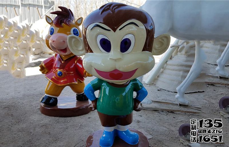 游樂場擺放的玻璃鋼彩繪卡通猴子雕塑 游樂場擺放的玻璃鋼彩繪卡通猴子雕塑