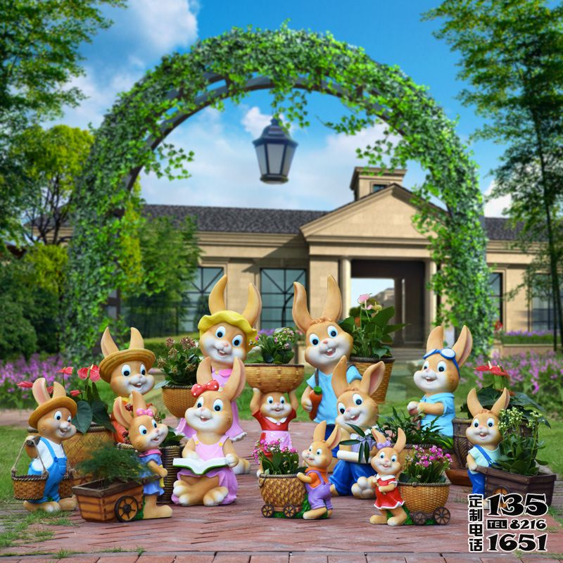 景區玻璃鋼卡通彩繪園林兔子雕塑 景區玻璃鋼卡通彩繪園林兔子雕塑