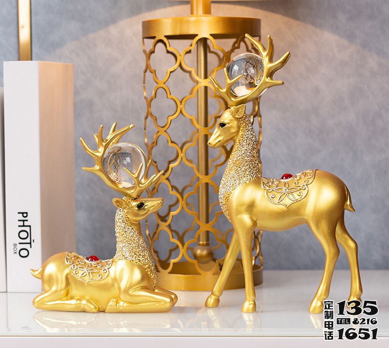 室內創意玻璃鋼漆金烤漆裝飾品擺件梅花鹿雕塑 室內創意玻璃鋼漆金烤漆裝飾品擺件梅花鹿雕塑