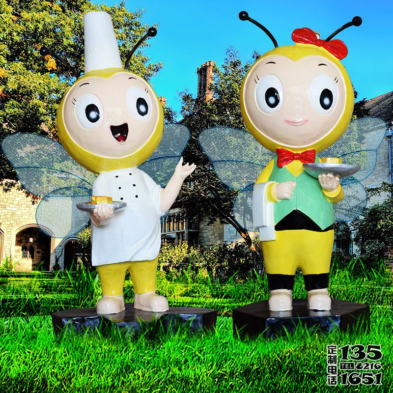 商場飯店門口擺放彩繪廚師玻璃鋼蜜蜂雕塑 商場飯店門口擺放彩繪廚師玻璃鋼蜜蜂雕塑