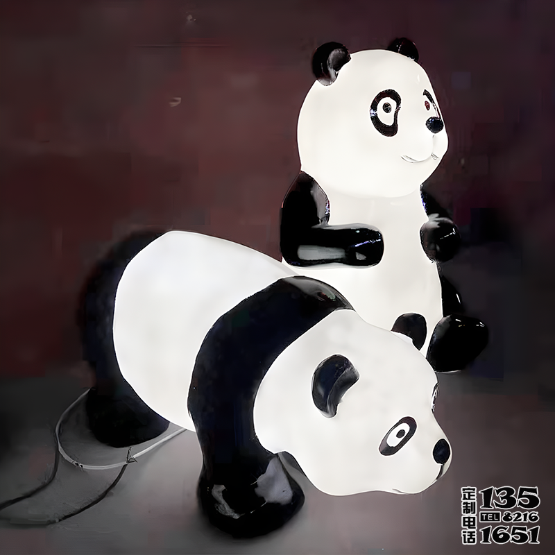 發光熊貓玻璃鋼雕塑擺件 發光熊貓玻璃鋼雕塑擺件